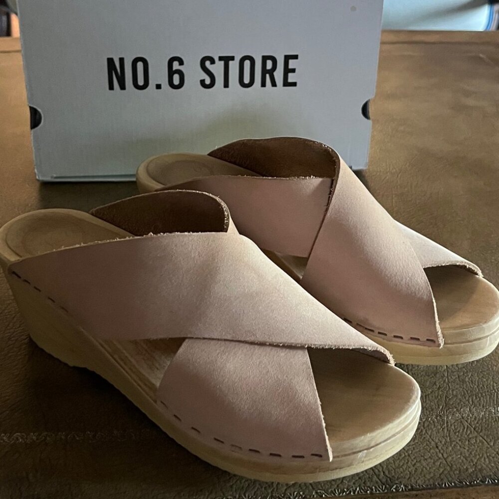 No. 6 Frida Wedge Clog Pink Sand Nubuck Size 37 US size 7